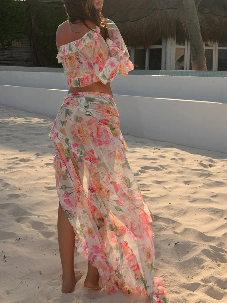 Bloom Sheer Ruffle Cover-Up Set