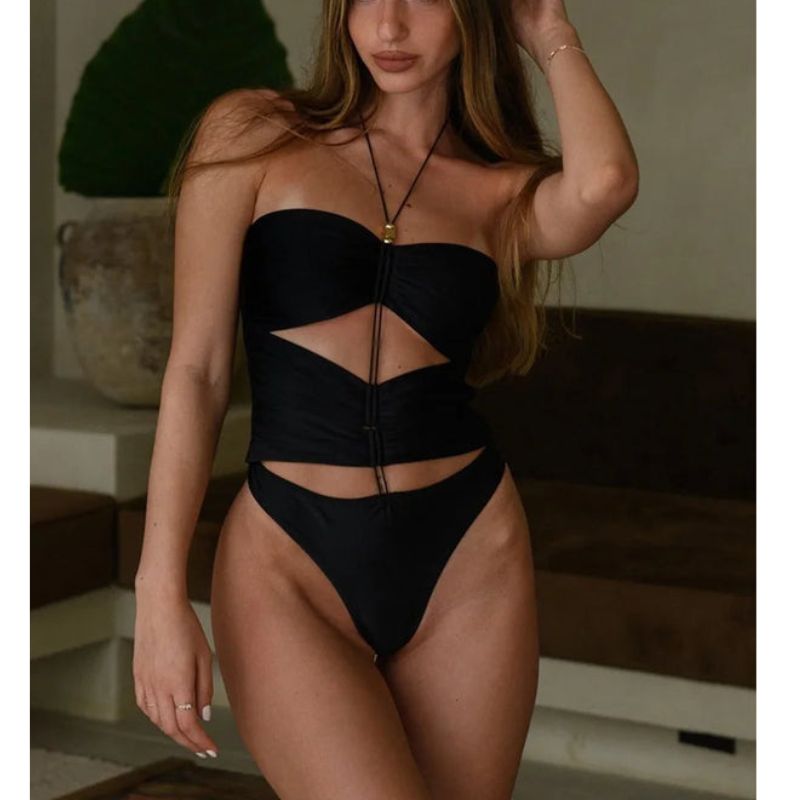 Cutout Strapless One-Piece Swimsuit