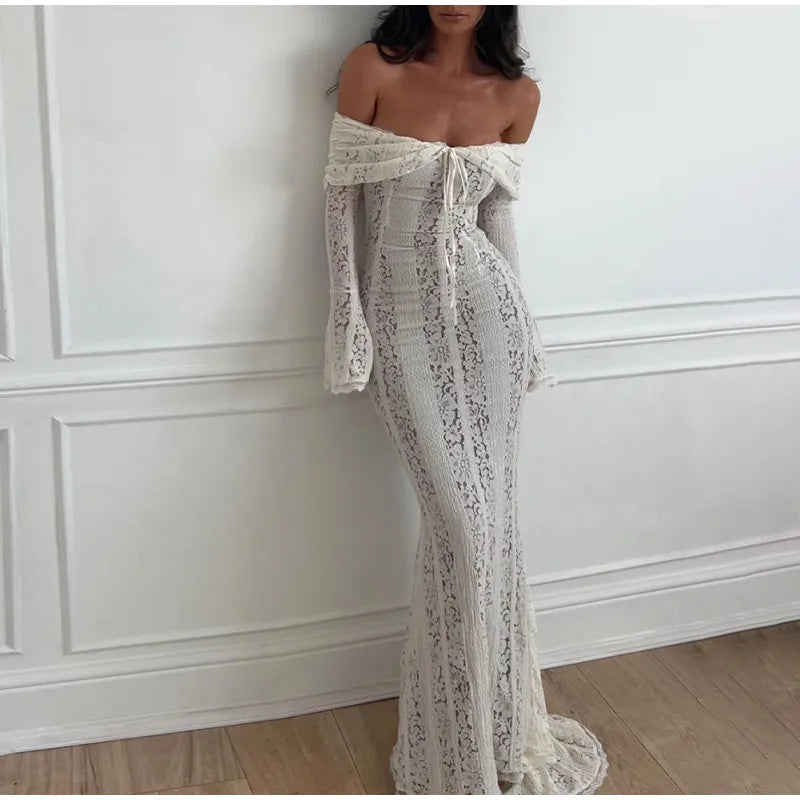 Lace Off-Shoulder Maxi Dress