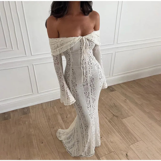 Lace Off-Shoulder Maxi Dress