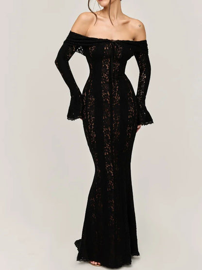 Lace Off-Shoulder Maxi Dress