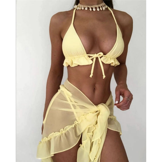 Lemon Glow 3-Piece Bikini Set