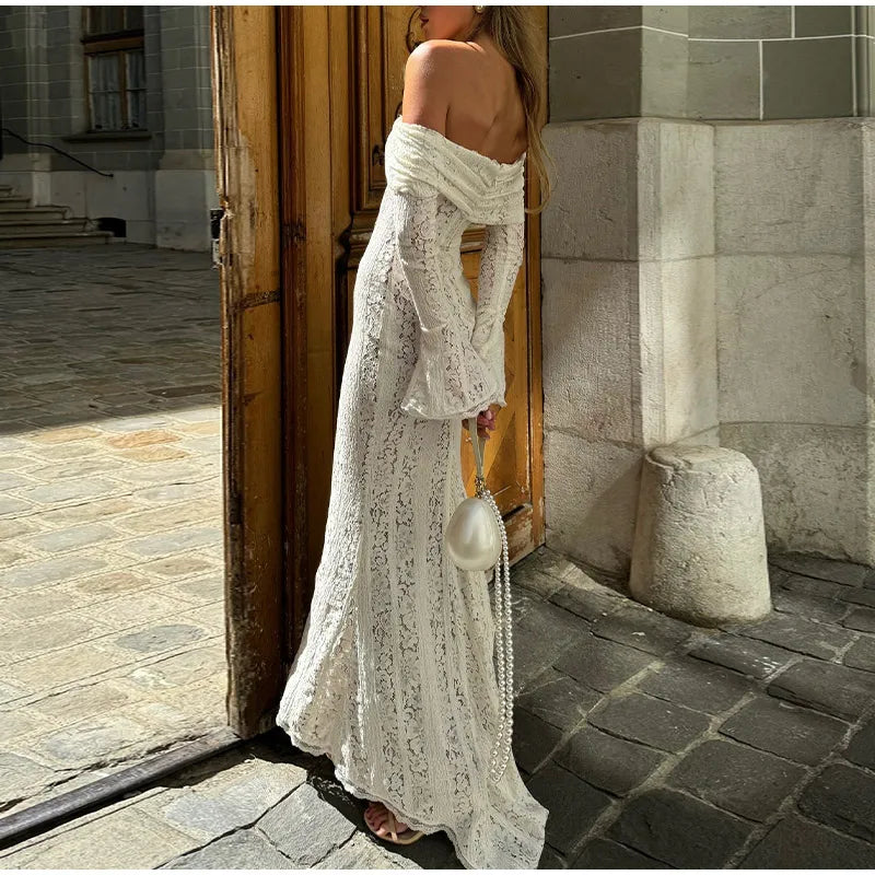 Lace Off-Shoulder Maxi Dress