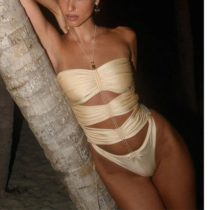 Cutout Strapless One-Piece Swimsuit